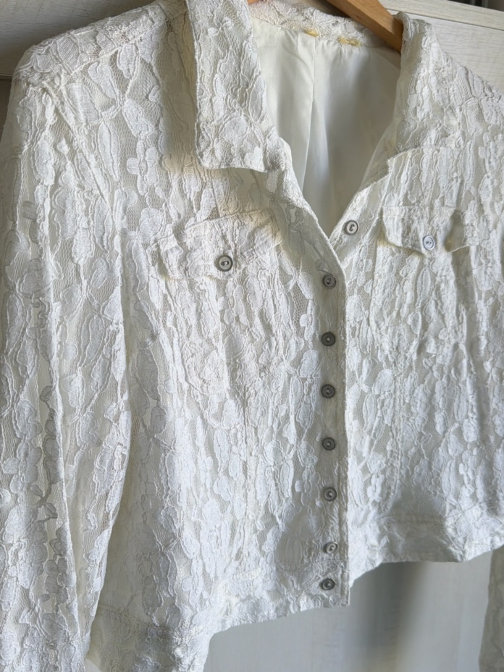 90s Vintage White Lace Cropped Jacket Cute